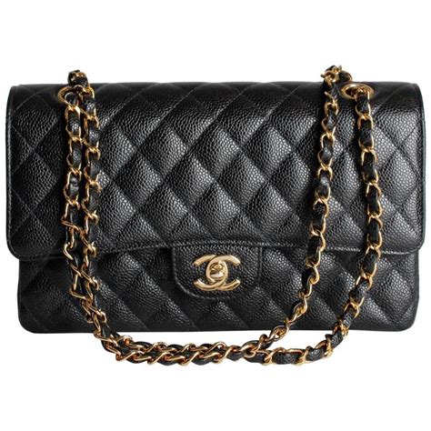 chanel medium flap bag caviar black|Chanel Classic Double Flap Quilted Caviar Gold.